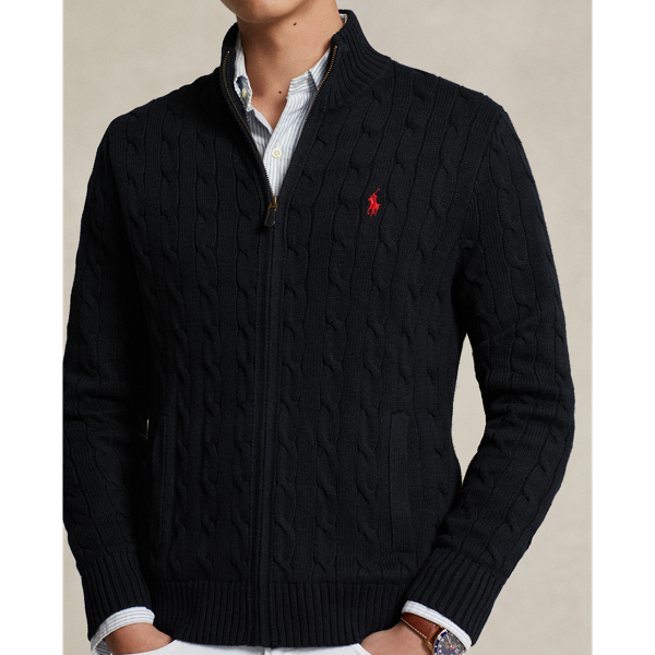 Cable-Knit Cotton Full-Zip Jumper for Men | Ralph Lauren® GF