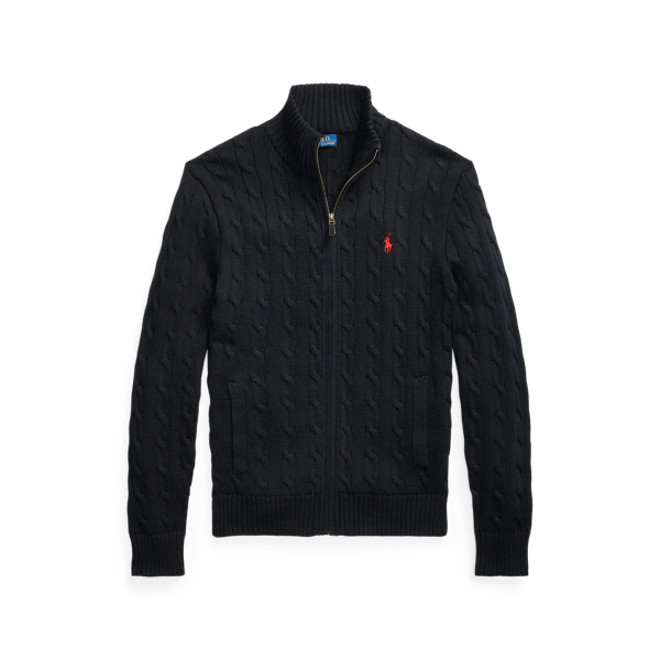 Cable-Knit Cotton Full-Zip Jumper for Men | Ralph Lauren® DZ