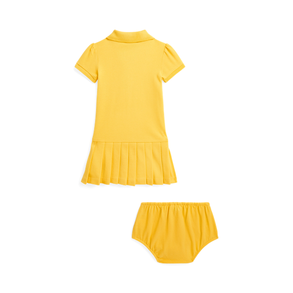 Chrome Yellow Pleated Mesh Polo Dress & Bloomer Baby Girl 2