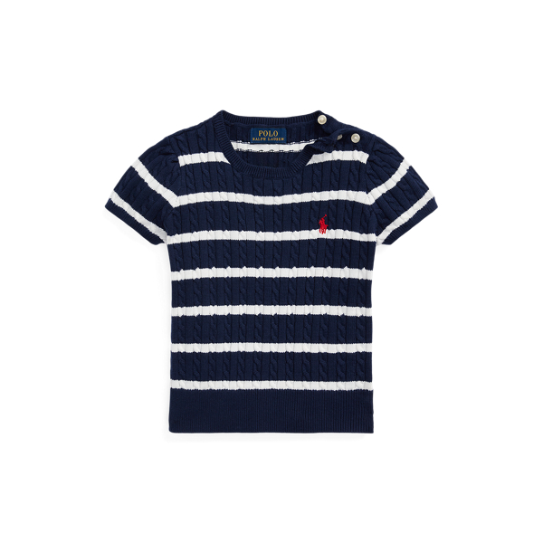 Striped Cotton Short-Sleeve Jumper