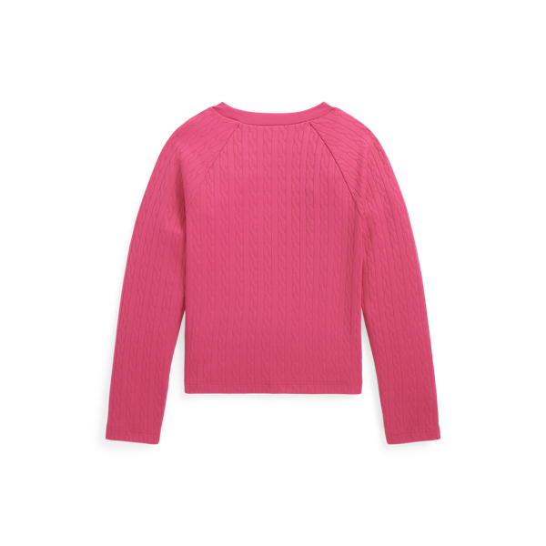 Bright Pink Mini-Cable Jacquard Rash Guard Girls 2-6x 2