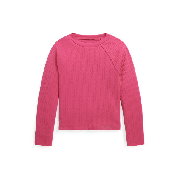 Bright Pink Mini-Cable Jacquard Rash Guard Girls 2-6x 1