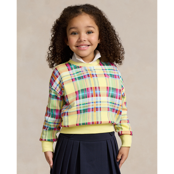 Sunshine Madras W/ Bright Plaid French Terry Sweatshirt Girls 2-6x for fall 1