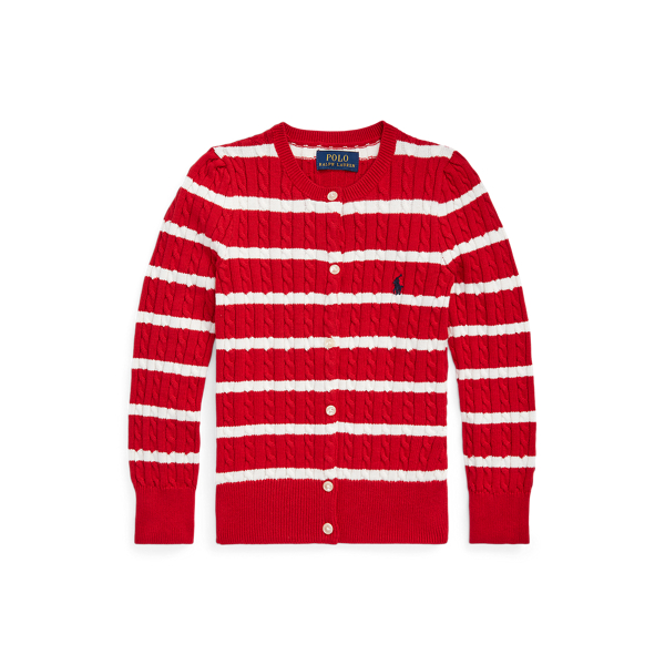 Striped Mini-Cable Cotton Cardigan Girls 1.5-6.5 Years 1