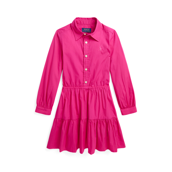 Tiered Cotton Poplin Shirtdress