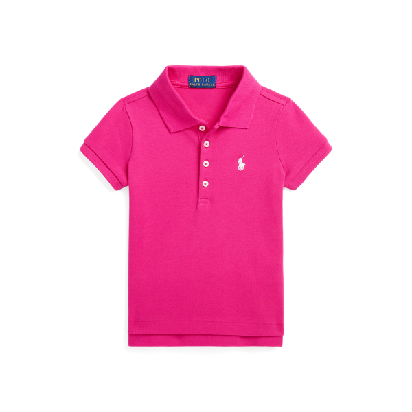 Bright Pink W/ White Stretch Mesh Polo Shirt Girls 2-6x for back to school 1