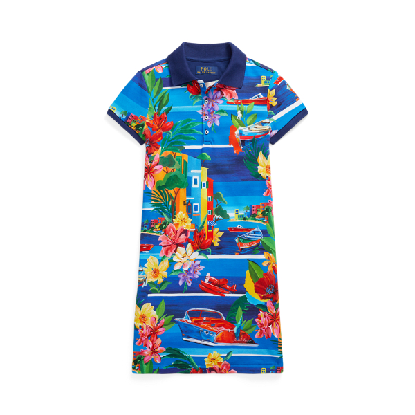 Stretch Mesh Graphic Polo Dress Girls 7-14 Years 1