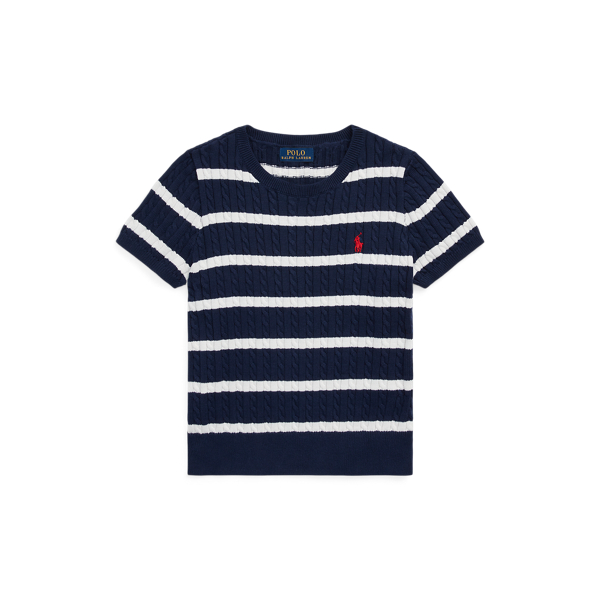 Striped Cotton Short-Sleeve Jumper