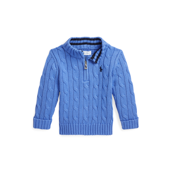 Cable Knit Cotton Quarter Zip Jumper for Baby Boy Ralph Lauren UZ