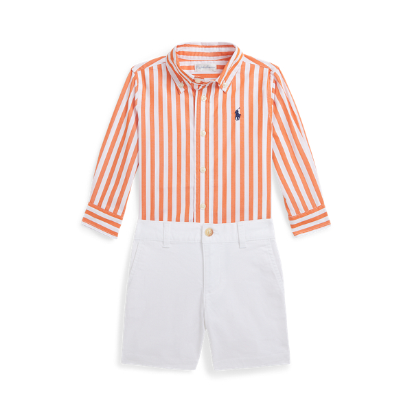 Camisa algod&atilde;o e cal&ccedil;&otilde;es sarja &agrave;s riscas
