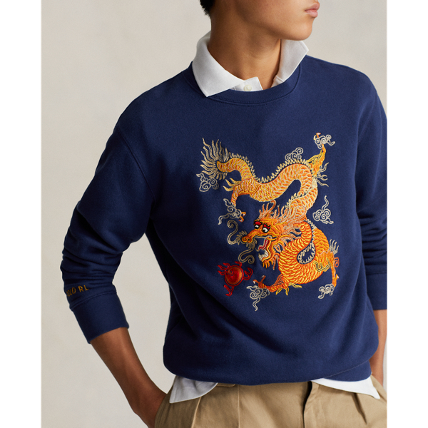Dark Cobalt Lunar New Year Dragon Fleece Sweatshirt Boys 8-20 5