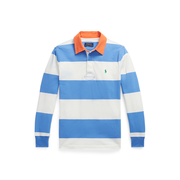 Summer Blue/Deckwash Striped Cotton Jersey Rugby Shirt Boys 8-20 1