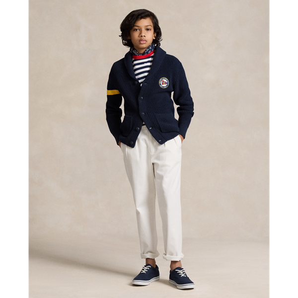 Deckwash White Whitman Relaxed Fit Pleated Chino Pant Boys 8-20 1