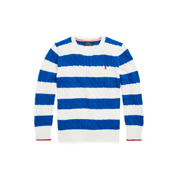 Striped Cable Knit Cotton Jumper Ralph Lauren Australia