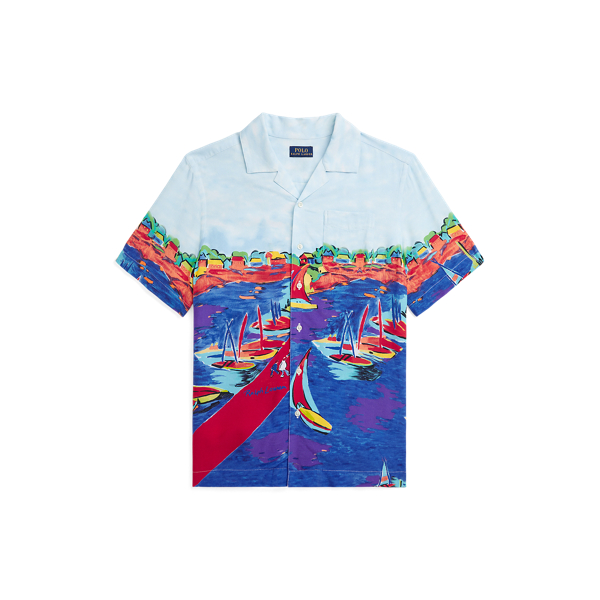 Sailboat-Print Camp Shirt