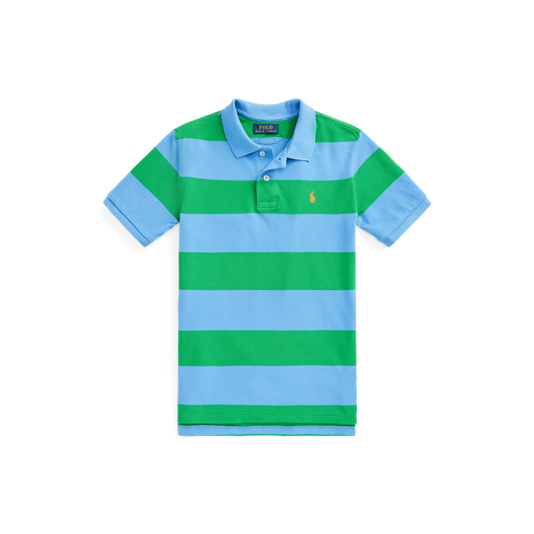 Preppy Green/Summer Striped Cotton Mesh Polo Shirt Boys 8-20 1