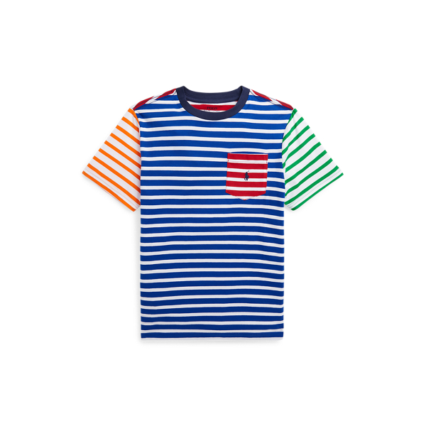 Striped Cotton Jersey Pocket T-Shirt