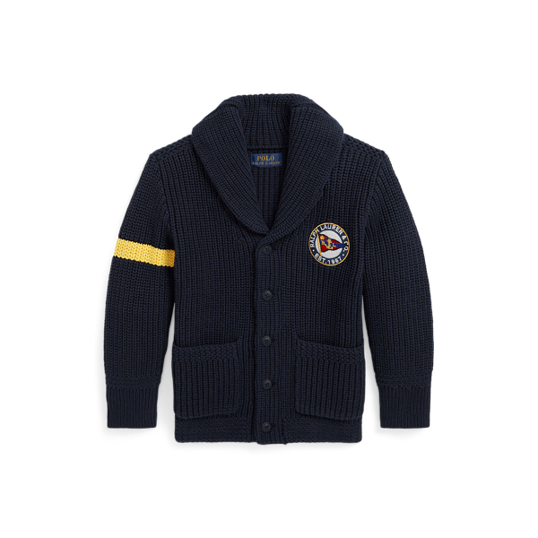 Newport Navy Nautical-Flag Cotton Shawl Cardigan Boys 2-7 1