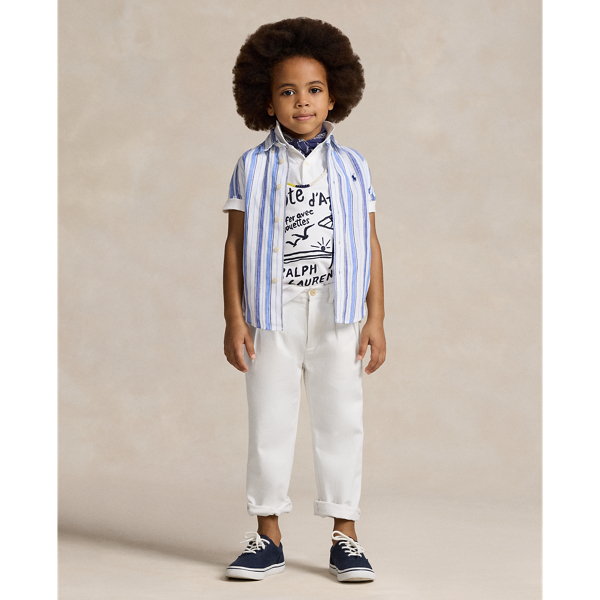 Deckwash White Whitman Relaxed Fit Pleated Chino Pant Boys 2-7 1