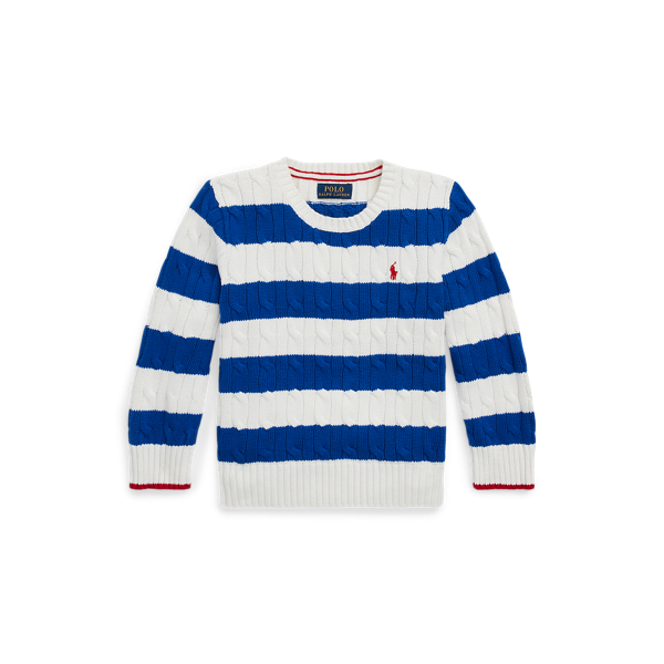 Gestreifter Zopfmuster-Baumwollpullover Boys 1.5-6 Years in 1