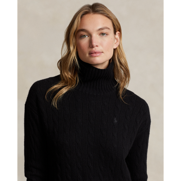 Robe-pull &agrave; col roul&eacute; laine et cachemire Polo Ralph Lauren en Noir 5
