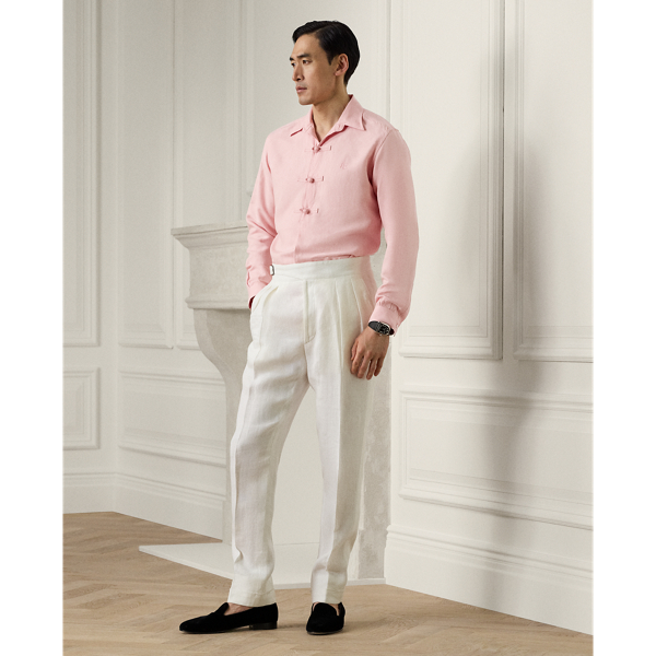 Pink Lunar New Year Silk-Linen Popover Shirt Purple Label 4