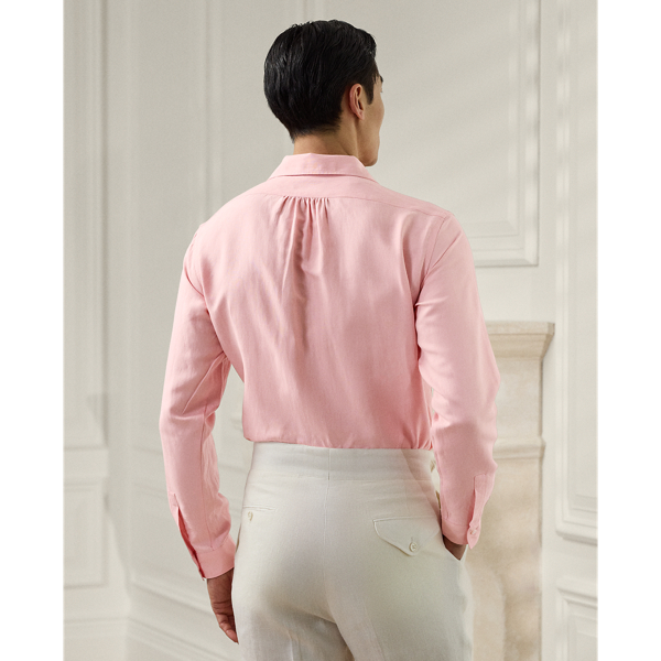 Pink Lunar New Year Silk-Linen Popover Shirt Purple Label 5