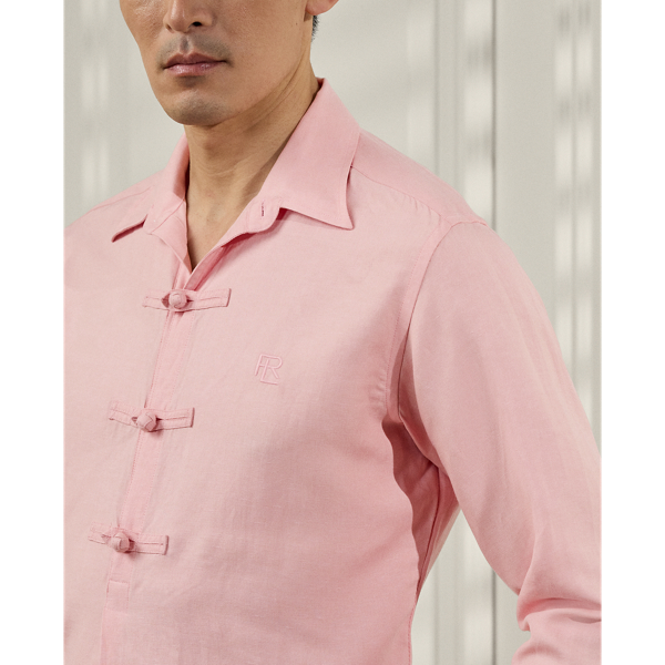 Pink Lunar New Year Silk-Linen Popover Shirt Purple Label 6