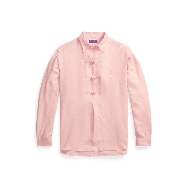 Pink Lunar New Year Silk-Linen Popover Shirt Purple Label 2