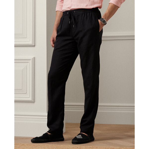Black Hand-Tailored Silk-Linen Trouser Purple Label 4