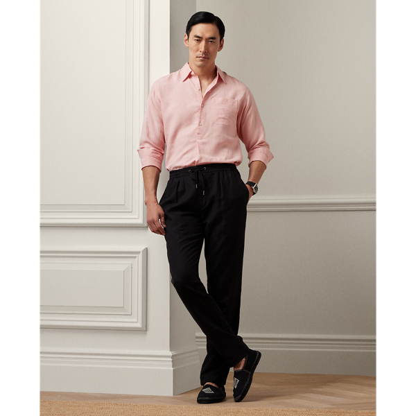 Black Hand-Tailored Silk-Linen Trouser Purple Label 1