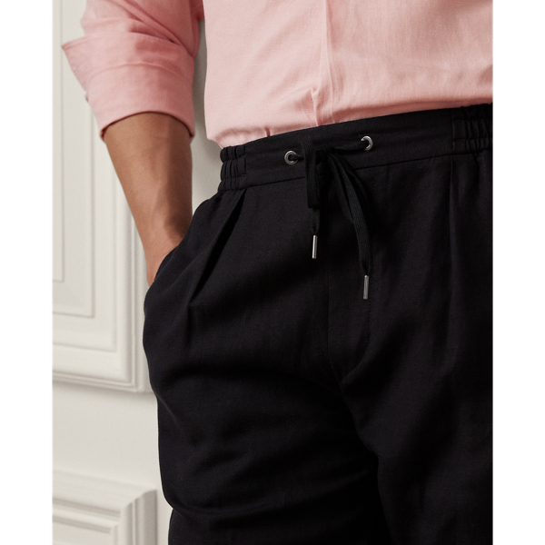 Black Hand-Tailored Silk-Linen Trouser Purple Label 6