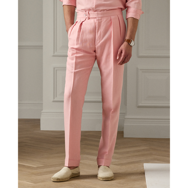 Pink Gregory Hand-Tailored Silk-Linen Trouser Purple Label 4