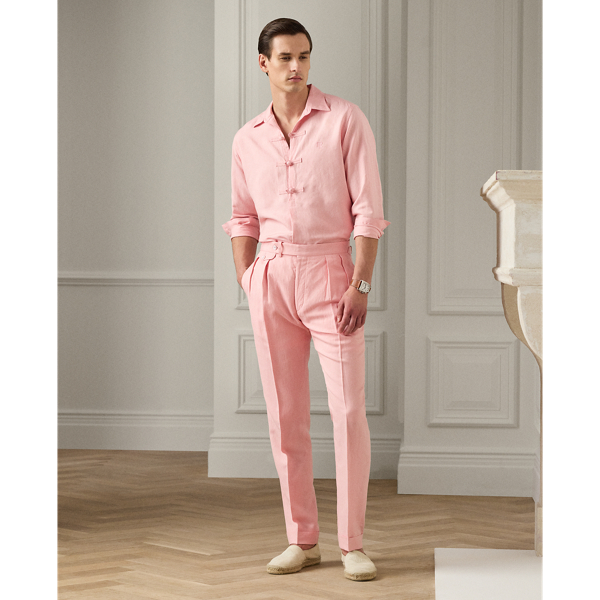 Crystal Rose Gregory Hand-Tailored Silk-Linen Trouser Purple Label 1