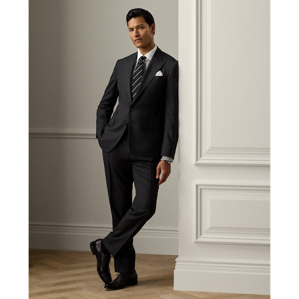 Charcoal / Dark Grey Kent Hand-Tailored Glen Plaid Suit Purple Label 1