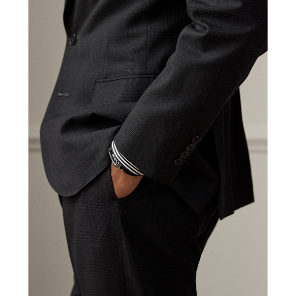 Charcoal / Dark Grey Kent Hand-Tailored Glen Plaid Suit Purple Label 7