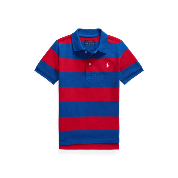 Gestreept katoenen mesh Polo-shirt