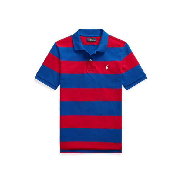 Striped Cotton Mesh Polo Shirt