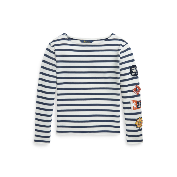 Striped Nautical-Patch Cotton Jersey Tee