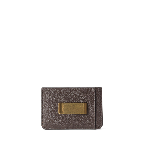 Dark Luggage Brown Pebbled Calfskin Money Clip Purple Label 2