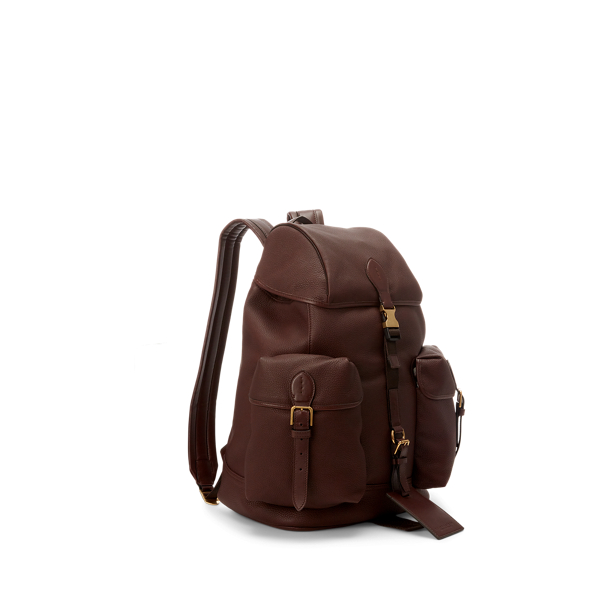 Dark Luggage Brown Pebbled Calfskin Backpack Purple Label 3