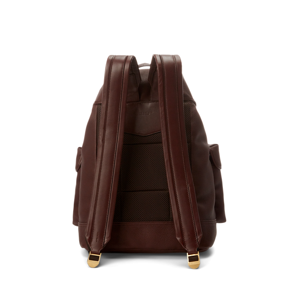 Dark Luggage Brown Pebbled Calfskin Backpack Purple Label 4