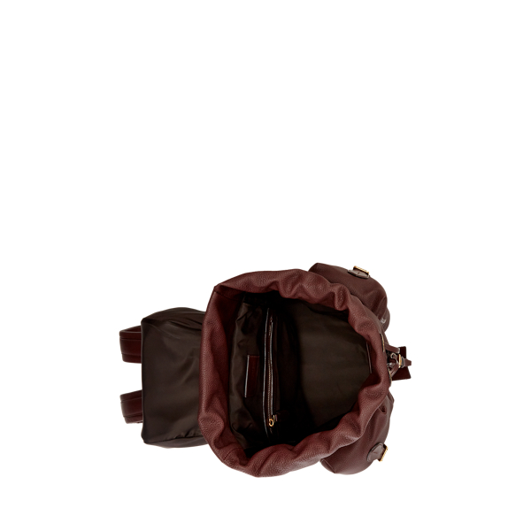 Dark Luggage Brown Pebbled Calfskin Backpack Purple Label 5