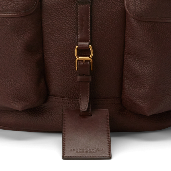 Dark Luggage Brown Pebbled Calfskin Backpack Purple Label 6