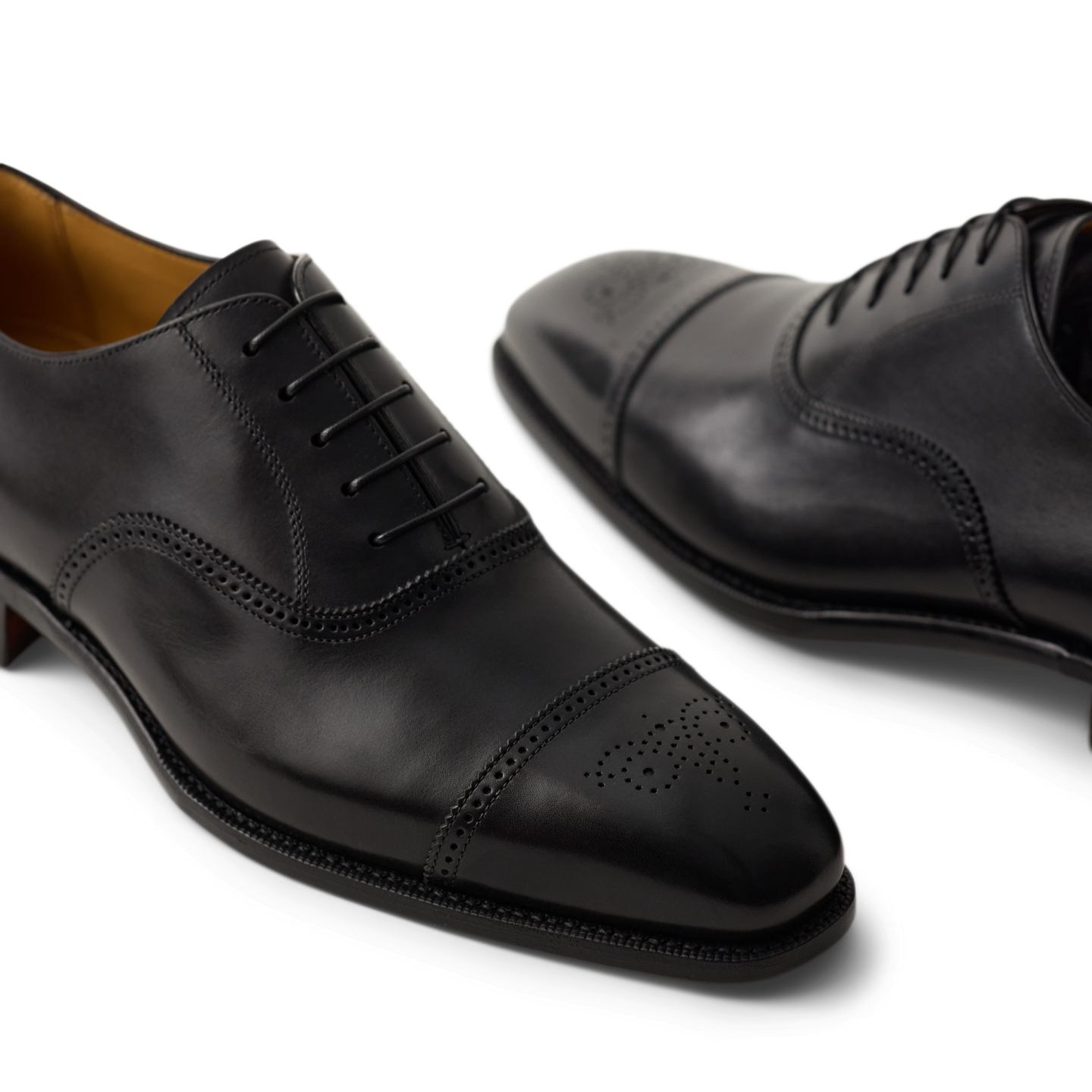 Мужские туфли Ralph Lauren Denver Calfskin Cap-Toe, цвет: Чёрный — фото 1