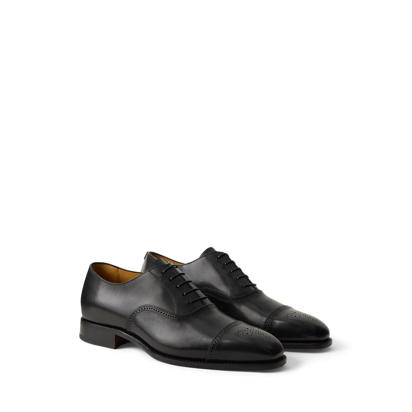 Мужские туфли Ralph Lauren Denver Calfskin Cap-Toe, цвет: Чёрный — фото 2