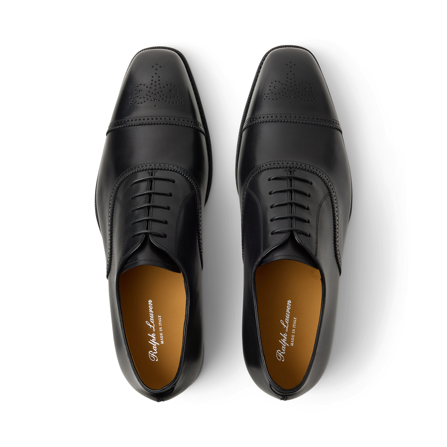 Мужские туфли Ralph Lauren Denver Calfskin Cap-Toe, цвет: Чёрный — фото 3