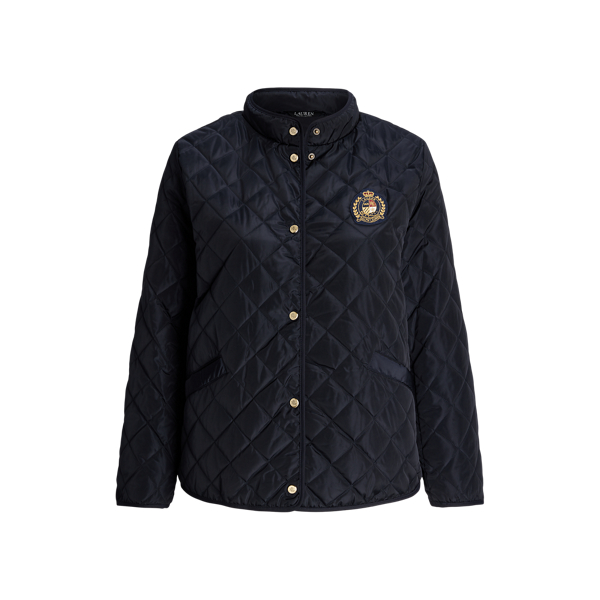Crest-Patch Quilted Mockneck Jacket Lauren Woman 1