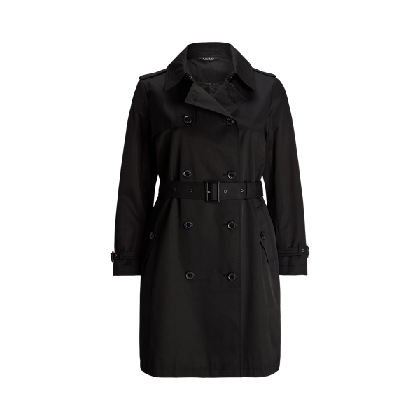 Double-Breasted Cotton-Blend Trench Coat Lauren Woman 1