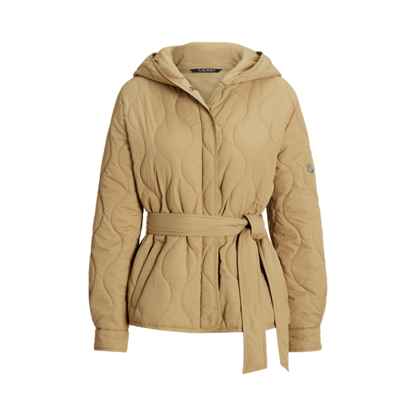 Belted Onion Quilted Hooded Coat for Women Ralph Lauren BE